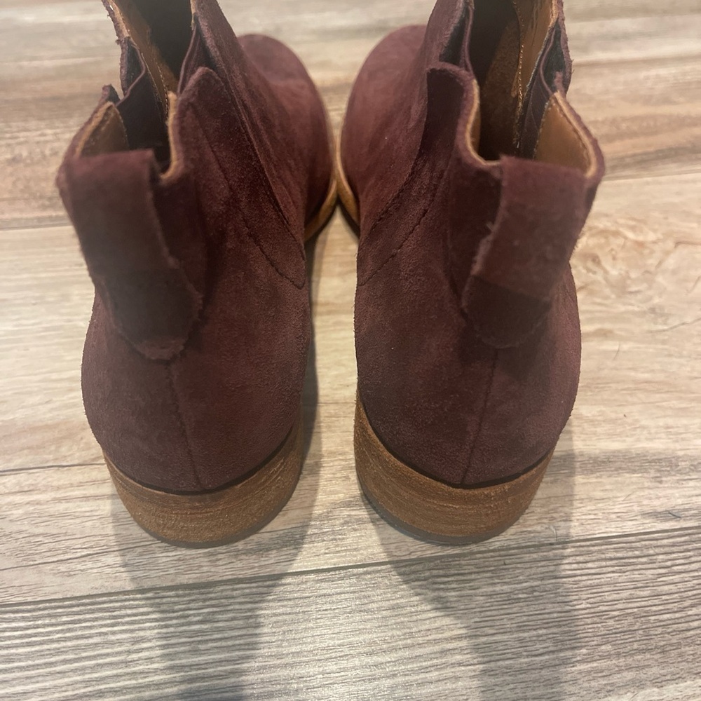 Kork Ease Velma Ankle Red Burgundy Suede Flat Booties Women’s 9.5 Chelsea Boot - Picture 4 of 6